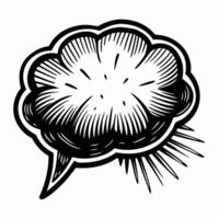 Black and White Comic Style Speech Bubble with Explosive Design for Pop Art Illustration vector