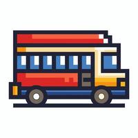 Colorful Pixel Art Bus Illustration in Retro 8 Bit Style vector