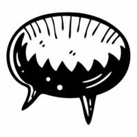 Black and White Speech Bubble Icon for Communication and Social Media Graphics vector
