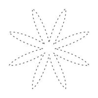 flower simple dash line, dashed line floral, flowers outline shape vector