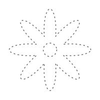 flower simple dash line, dashed line floral, flower outline shape, flora dot stroke vector