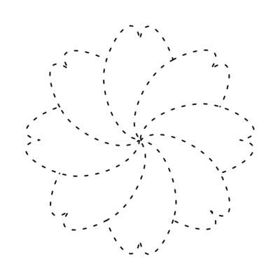 flower dash line simple, dashed line floral icon, flower outline shape, flora dot stroke