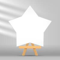 canvas frame artistic star with easel for art painting, picture canvas and wooden stand vector