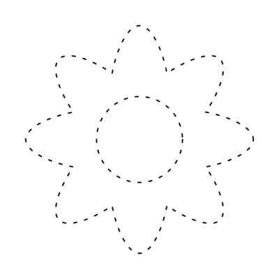 flower simple dash line, dashed line floral, flower outline shape