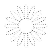 sun flower simple dash line, dashed line floral, flower outline shape, flora dot stroke vector