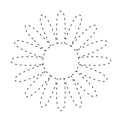 sun flower simple dash line, dashed line floral, flower outline shape, flora dot stroke