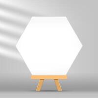 canvas frame artistic hexagon with easel for art painting, picture canvas and wooden stand vector
