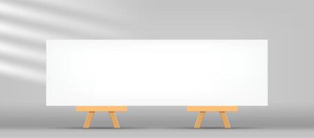 canvas frame artistic landscape square with a easel for art painting, picture canvas and wooden stand vector