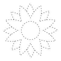 flower simple dash line, dashed line floral, flower outline, flora dot shape vector