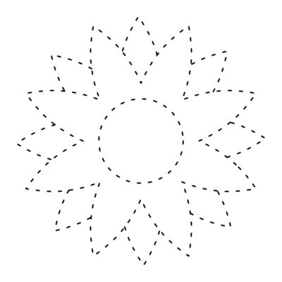 flower simple dash line, dashed line floral, flower outline, flora dot shape