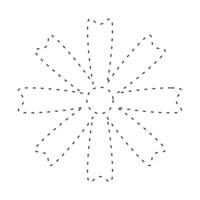 flower simple dash line, dashed line floral, flower outline shape, flora dot shape vector
