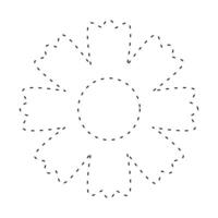 flower simple dash line, dashed line floral icon, flowers outline shape, flora dot stroke vector