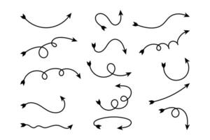 arrow scribble, arrow doodle line, arrow curved and swirl vector