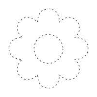 simple flower dash line, dashed line floral icon, flower outline shape, flora dot stroke vector