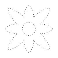 flowers simple dash line, dashed line floral, flower outline shape, flora dot stroke vector