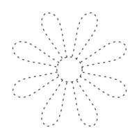 flower simple dash line, dashed line floral, flower outline, flora dot stroke vector