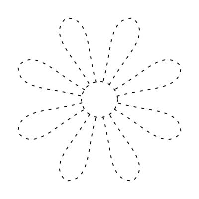 flower simple dash line, dashed line floral, flower outline, flora dot stroke