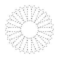 sun flower simple dash line, dashed line floral icon, flower outline shape, flora dot stroke vector