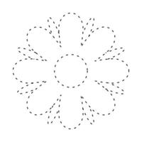 flower simple dash line, dashed line floral icon, flower outline shaped vector