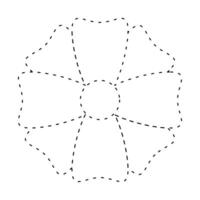 flower dash line, dashed line floral icon, flower outline shape, flora dot stroke vector