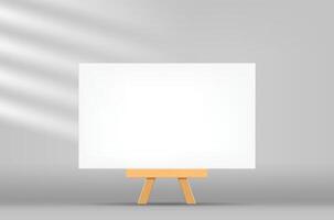 canvas frame artistic landscape square with easel for art painting, picture canvas and wooden stand vector