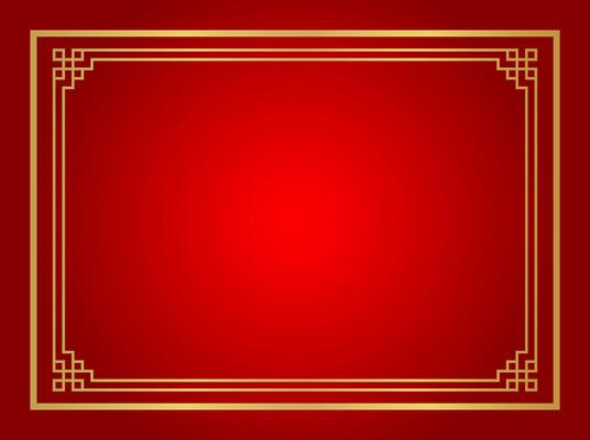 red chinese certificate frame rectangle, red background, certificate line frame, antique china border gold frame, red chinese new year frame