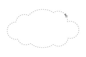 scissors on dashed line cloud shape, dash line and scissors, dash outline and scissors vector
