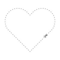 scissors on dashed line heart shape, dash line and scissors, dash outline and scissors vector