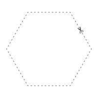 scissors on dashed line hexagon shape, dash line and scissors, dash outline and scissors vector