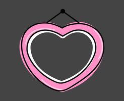 heart photo frame hanging, wood frame doodle, framework hand drawn vector
