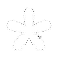 scissors on dash line flower shape, dash line and scissors, dash outline and scissors vector