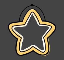 star photo frame hanging, wood frame doodle, framework hand drawn vector