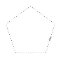 scissors on dashed line pentagon shape, dash line and scissors, dash outline and scissors vector
