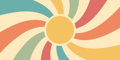 Boho Vintage Solar Tapestry Background, Wall Art Retro Rainbow Sunrise for Background, Minimal Geometric Abstract Art, Hippie Bohemian Decor Background vector