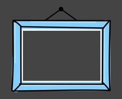 art line photo frame hanging, wood frame doodle, framework hand drawn vector