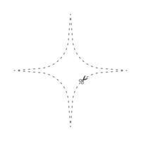 scissors on dashed line star, dash line with scissors, dash outline and scissors vector