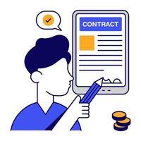 A colored design icon of digital contract vector