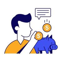 Modern flat design icon of piggy bank vector