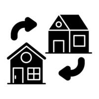 A solid icon of home exchange vector