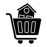 Creative solid icon of home shopping vector