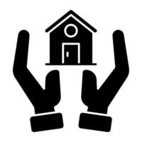 Conceptual solid design icon of home cares vector