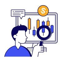 Premium flat download icon of data analysis vector