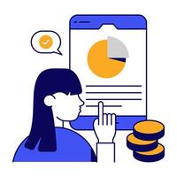 A unique design icon of mobile chart vector