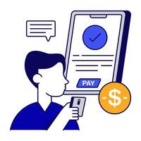 Mobile card payment icon in trendy flat design vector