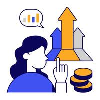 A flat design icon of growth chart vector