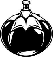 Stylized Graphic Design Of A Round Black Bottle With A Unique Cap vector