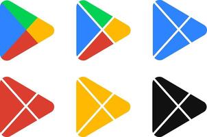 set of google play store logo icon with black version. mobile app vector