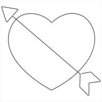 Heart with Arrow continuous oneline drawing illustartion vector