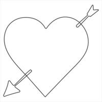 Heart pierced by an arrow continuous line drawing illustration vector