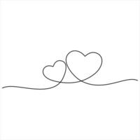 Two Hearts Joined by a one line art style illustration vector